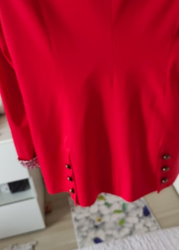 Kırmızı Düğmeli Kadın Blazer Ceket - Görsel 5