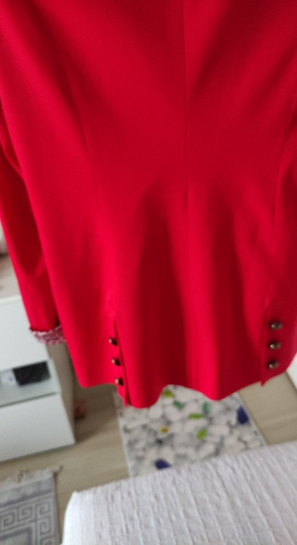 Kırmızı Düğmeli Kadın Blazer Ceket - Görsel 5
