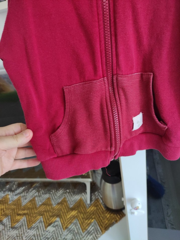 erkek çocuk  Kırmızı Kapüşonlu Fermuarlı Sweatshirt - Görsel 3