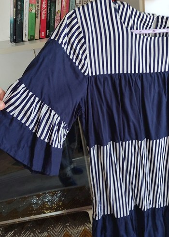 Lacivert Çizgili Piliseli tunik - Görsel 3