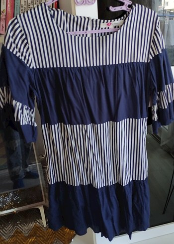 Lacivert Çizgili Piliseli tunik - Görsel 2