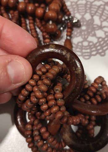 Uzun Kahverengi Boncuklu Bohem Kolye - Görsel 4