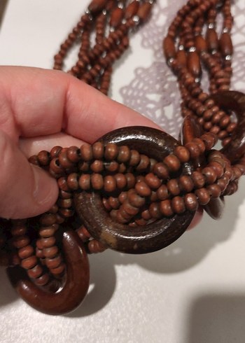 Uzun Kahverengi Boncuklu Bohem Kolye - Görsel 2