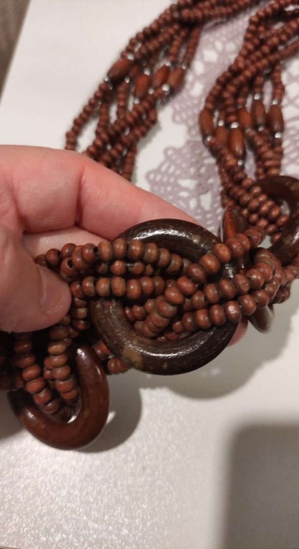 Uzun Kahverengi Boncuklu Bohem Kolye - Görsel 2