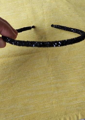 Siyah Boncuk İşlemeli Kadın Saç Bandı - Görsel 2