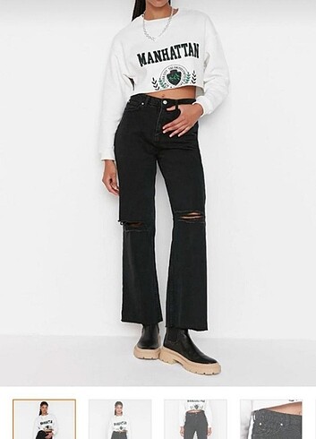 TREDNYOLMİLLA Yırtık detaylı wide leg jean 