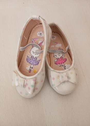 Kız Çocuk Beyaz Fiyonklu Balerin Ayakkabı - Görsel 5