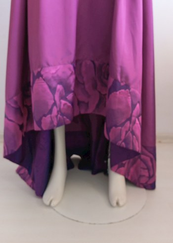 Uzun Kollu Yüksek Yakalı Mor Elbise - Görsel 3