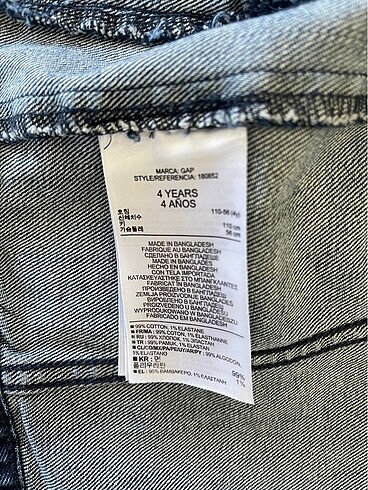 4 Yaş Beden mavi Renk Gap kız çocuk 4 yaş kot jean ceket
