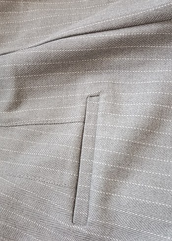 Bej Kadın Piliseli Kumaş Pantolon - Görsel 4