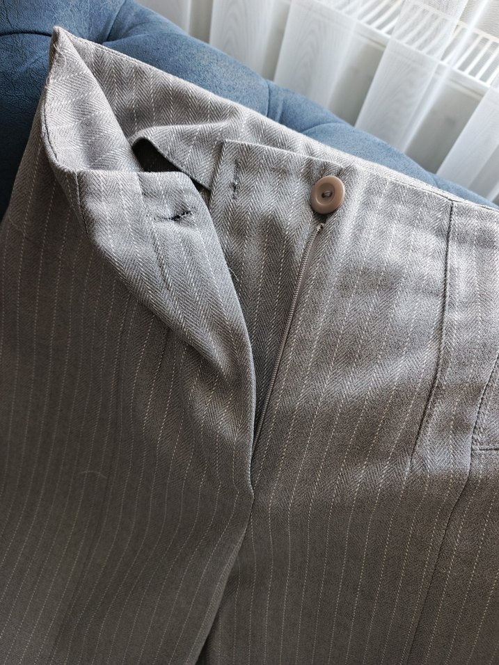 Bej Kadın Piliseli Kumaş Pantolon - Görsel 3