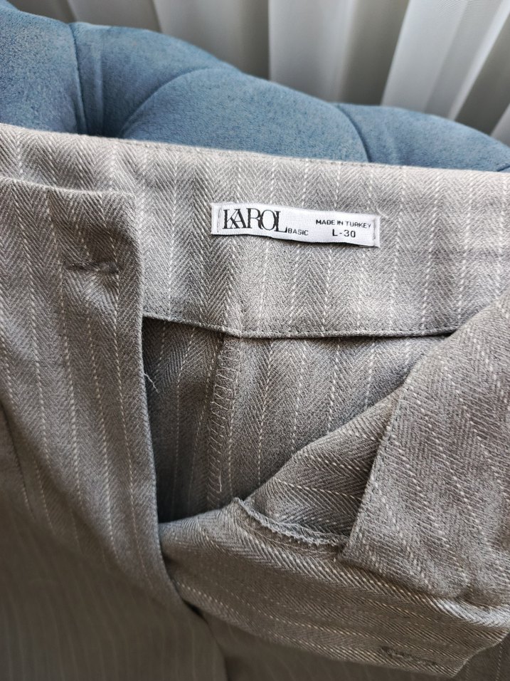 Bej Kadın Piliseli Kumaş Pantolon - Görsel 2