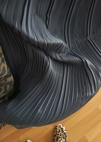 Mavi Pilili Uzun Kollu Kadın etek takım - Görsel 6