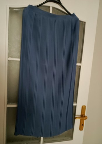 Mavi Pilili Uzun Kollu Kadın etek takım - Görsel 2