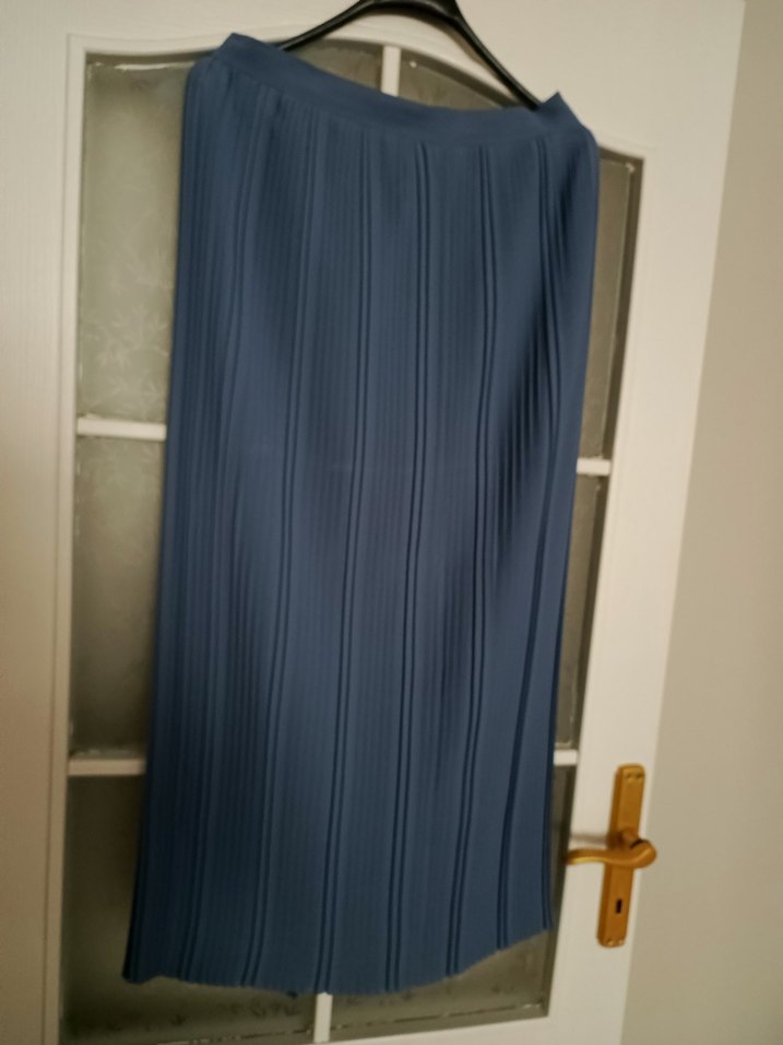 Mavi Pilili Uzun Kollu Kadın etek takım - Görsel 2