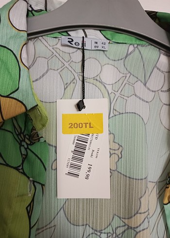 Yeşil Desenli V Yaka Uzun Kollu Gömlek - Görsel 2