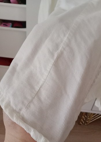 DeFacto Beyaz Kadın Keten Gömlek - Görsel 4