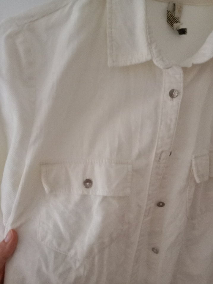 DeFacto Beyaz Kadın Keten Gömlek - Görsel 3