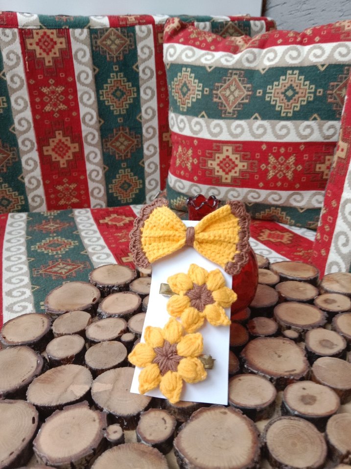 Sarı Çiçekli Bohem Çocuk Saç Tokası Seti - Görsel 2