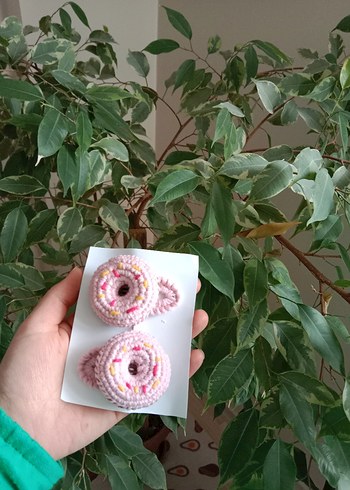 Nakışlı Örgü Pembe Bebek Toka Seti - Görsel 2