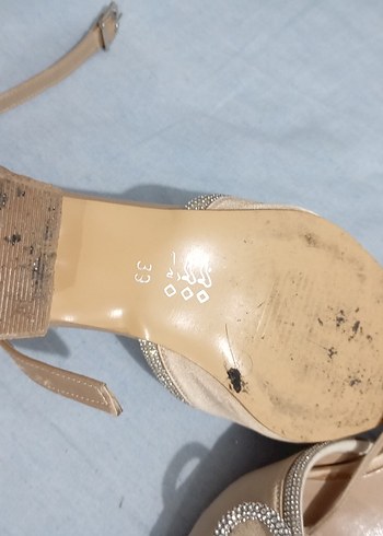 Bej Tokalı İnce Topuklu Kadın Abiye Ayakkabı - Görsel 7