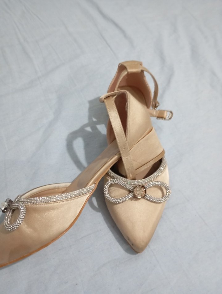Bej Tokalı İnce Topuklu Kadın Abiye Ayakkabı - Görsel 3