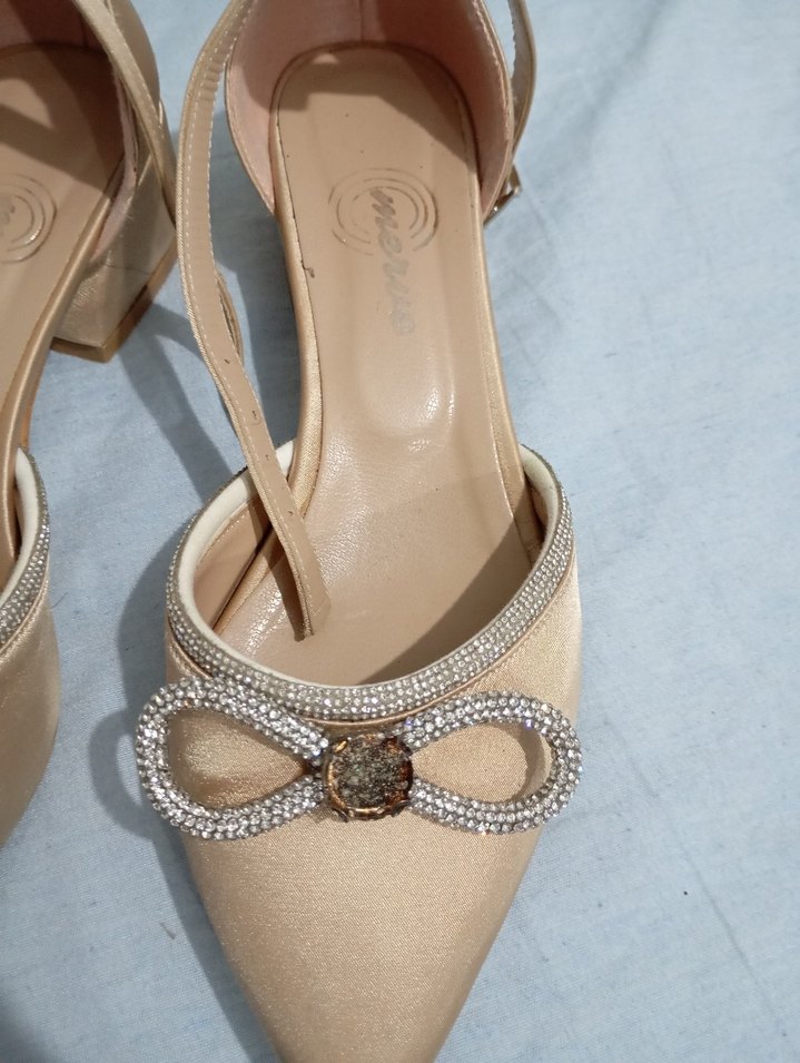 Bej Tokalı İnce Topuklu Kadın Abiye Ayakkabı - Görsel 4