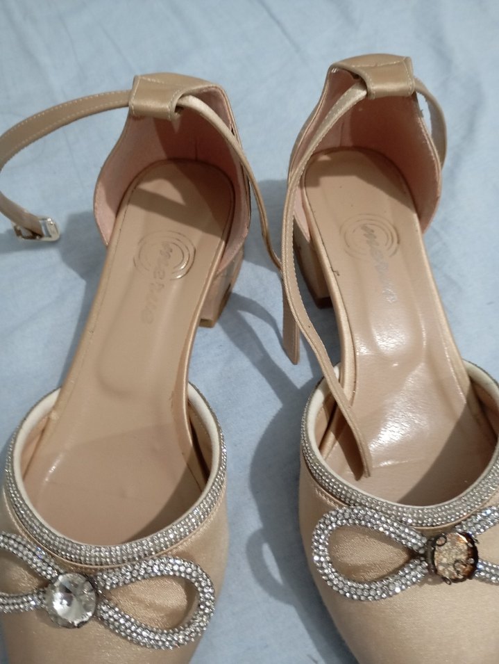 Bej Tokalı İnce Topuklu Kadın Abiye Ayakkabı - Görsel 5