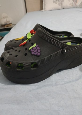 Düğmeli Platform Topuk Siyah Kadın Terlik - Görsel 6