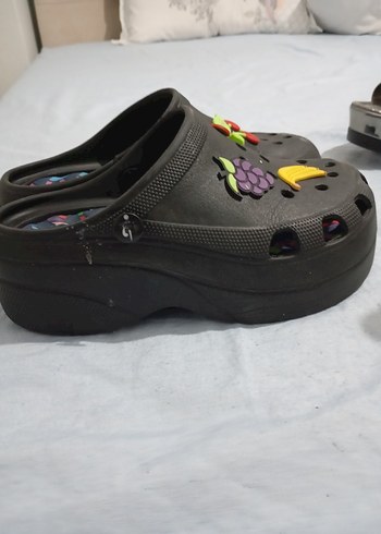 Düğmeli Platform Topuk Siyah Kadın Terlik - Görsel 3