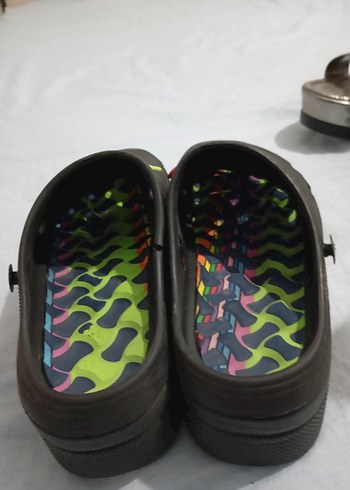 Düğmeli Platform Topuk Siyah Kadın Terlik - Görsel 4