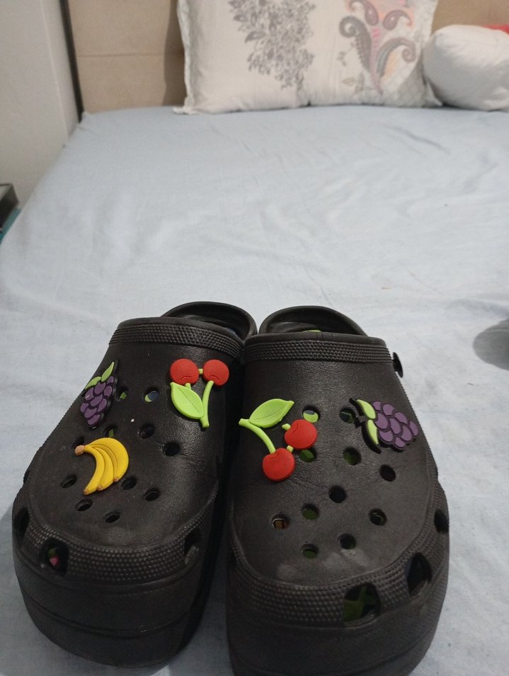 Düğmeli Platform Topuk Siyah Kadın Terlik - Görsel 2