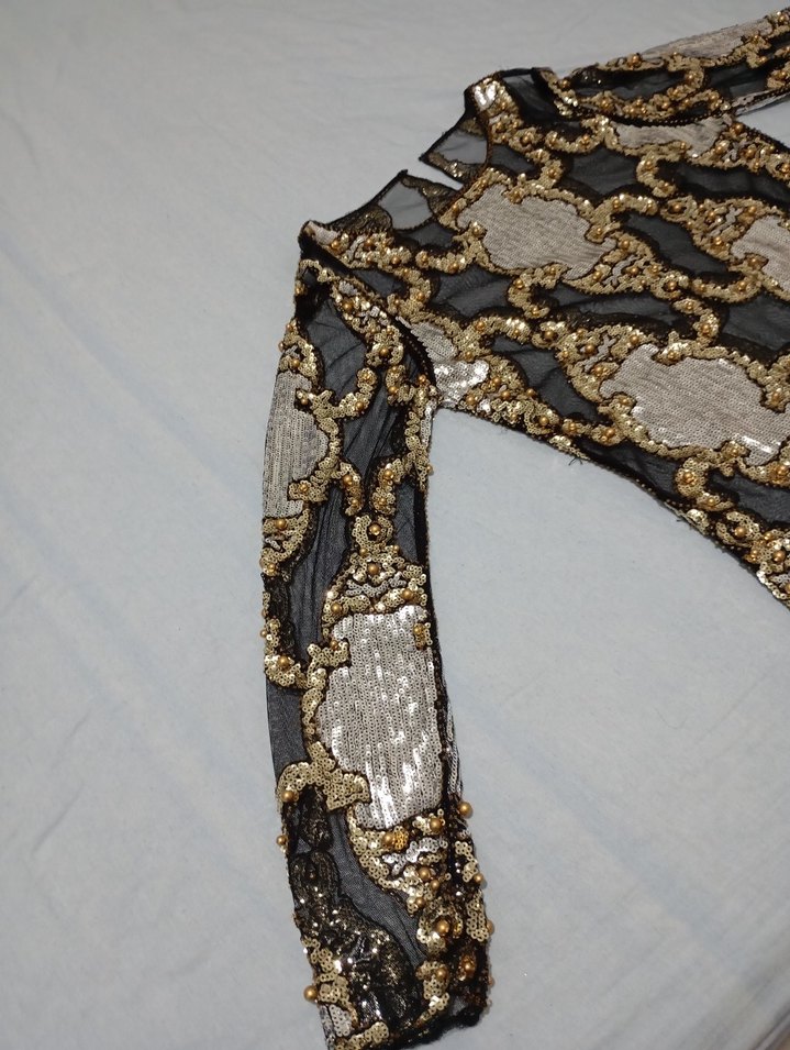 Uzun Kollu İşlemeli Payetli üst - Görsel 4