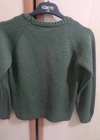 9 Yaş Beden Erkek Çocuk Yeşil Örgü Kazak