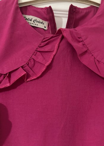 Pembe Fırfırlı Uzun Keten Elbise - Görsel 2