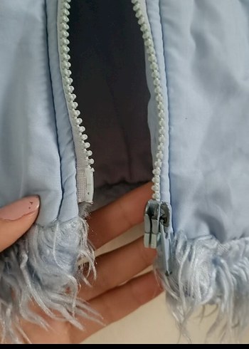 xl Beden mavi Renk Mavi Peluş mont kaban