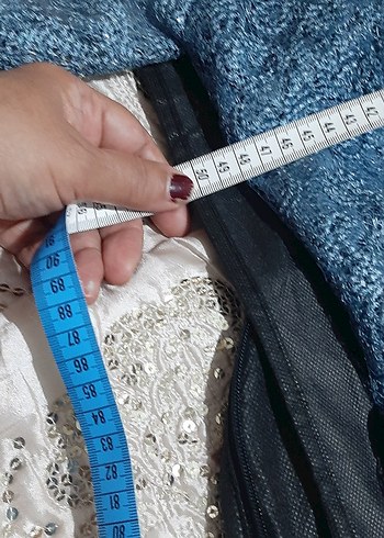 Mavi Dantelli Midi Abiye Elbise - Görsel 3