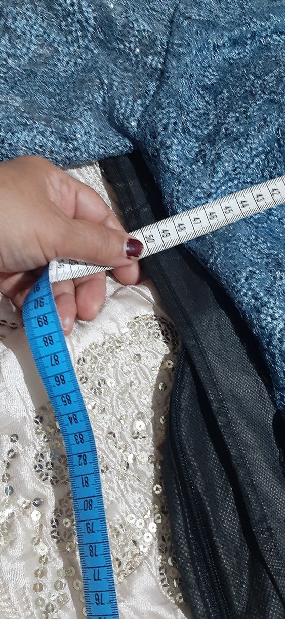 Mavi Dantelli Midi Abiye Elbise - Görsel 3