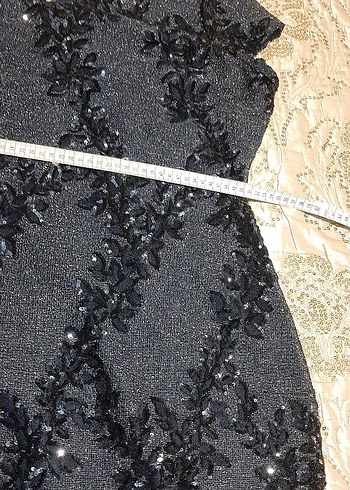 Lacivert İşlemeli V Yaka Uzun Abiye Elbise - Görsel 4