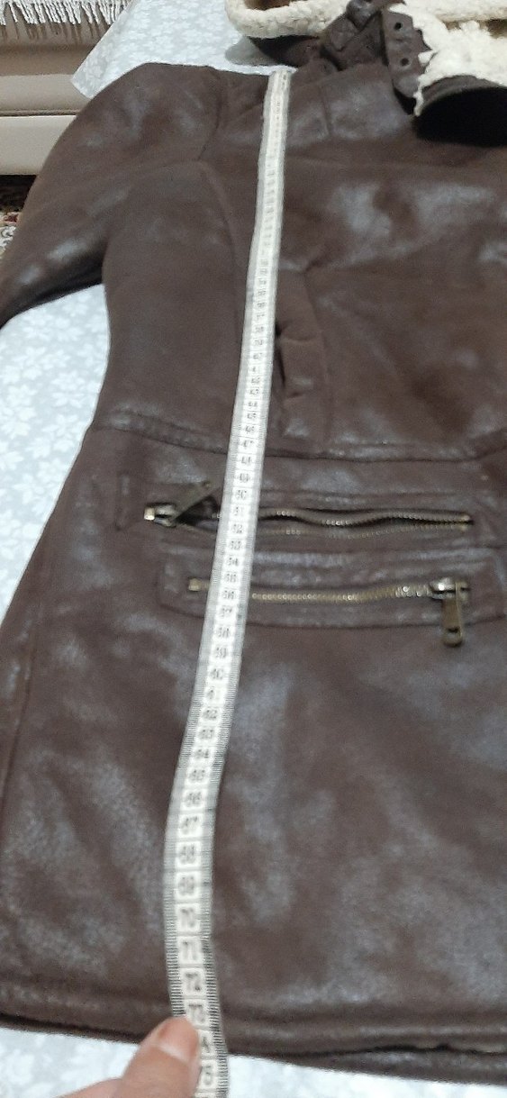 Kürklü Kahverengi Deri Kadın Biker Ceket - Görsel 5