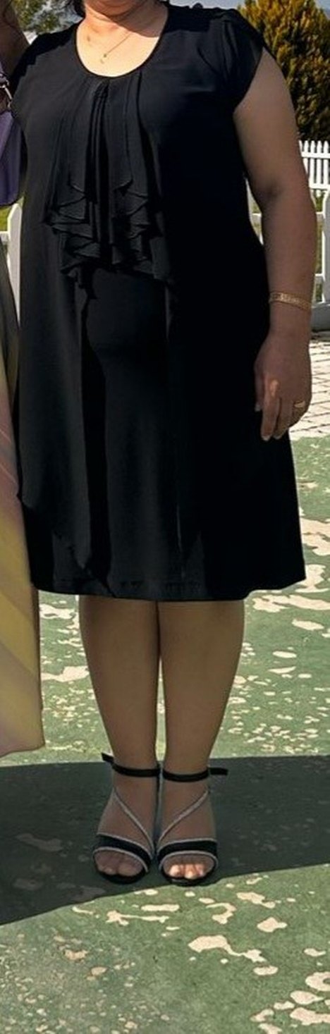 Siyah V Yaka Drapeli kısa Abiye - Görsel 2