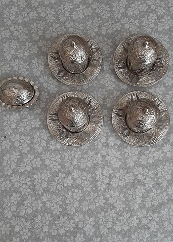 Gri Bej Desenli 4'lü Kahve Fincanı Seti - Görsel 2