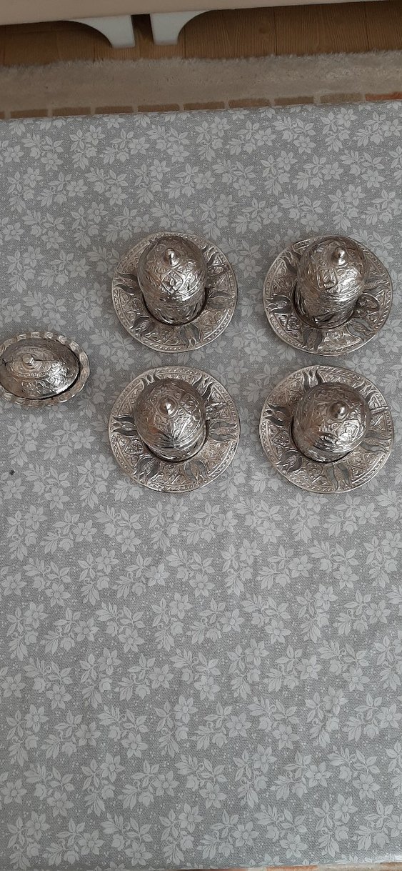 Gri Bej Desenli 4'lü Kahve Fincanı Seti - Görsel 2