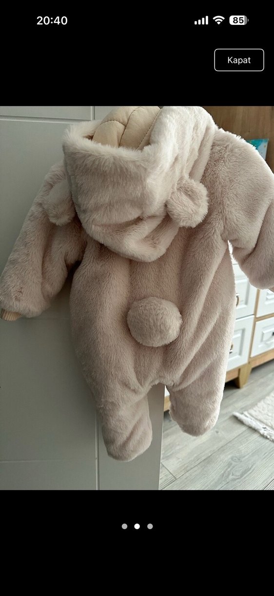 Kız Bebek Bej Kürklü Tulumu - Görsel 2