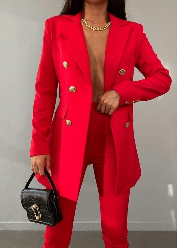 Kemerli kadın takım elbise - Görsel 2