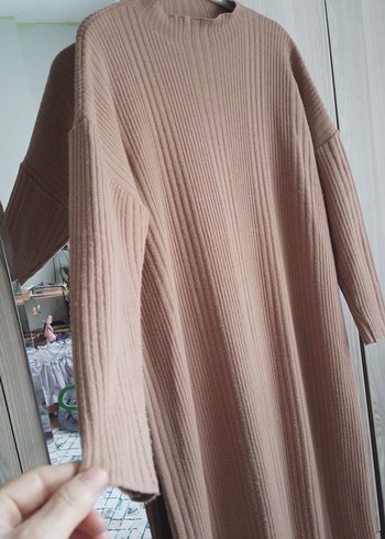 Bej Kadın Triko Uzun Elbise - Görsel 4