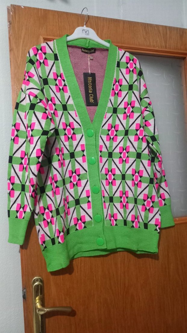 Renkli Desenli V Yakalı Kadın Triko hırka - Görsel 3