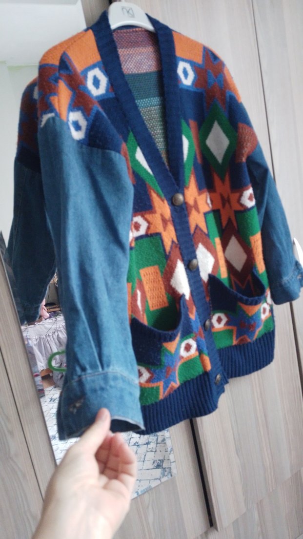 Renkli Desenli Bohem Kadın Hırka - Görsel 3