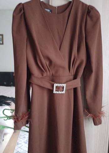 Kahverengi Vintage Bohem Uzun Kadın abiye elbise - Görsel 2