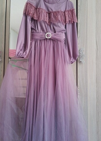  Tül Tesettür abiye elbise  - Görsel 3